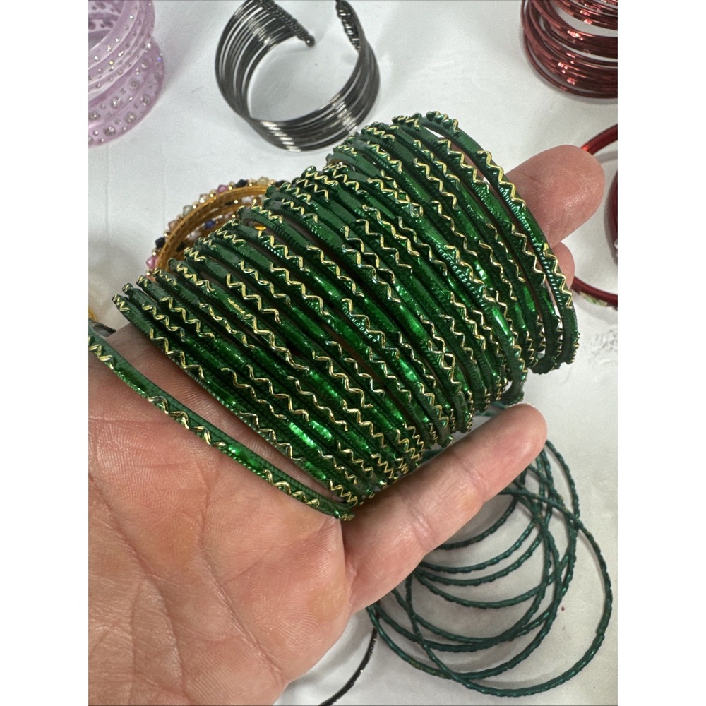 100pc Indian Bollywood Bangle Bracelet Lot Rhinestone Small 2.25-2.625" - Picture 12 of 14